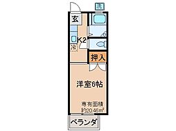 コーポゆり 1Kの間取図画像