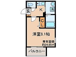 京都市山科区栗栖野華ノ木町アパート 1Kの間取図画像