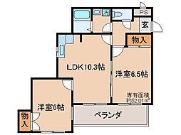 グレース菱屋2 2LDKの間取図画像