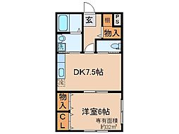 コーポ南城園 1DKの間取図画像
