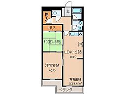 ビューハイツ京都山科 2LDKの間取図画像