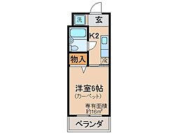 コーポ林 1Kの間取図画像