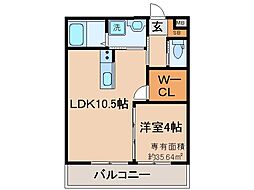 Lei洛東 1LDKの間取図画像