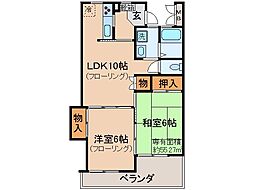 メモリアルマンション 2LDKの間取図画像