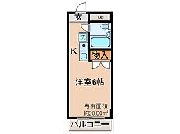 清仁館 1Kの間取図画像