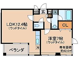 プラネシア星の子山科三条 1LDKの間取図画像