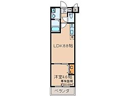 サクシード丹波橋 1LDKの間取図画像