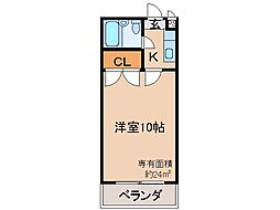 ディアコート 1Kの間取図画像