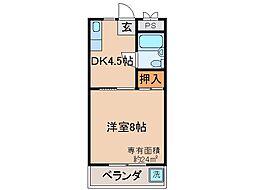 ハイツ福角 1DKの間取図画像