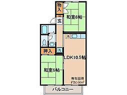 セジュールメルヘン 2LDKの間取図画像