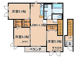 カーサBB1 3LDKの間取図画像