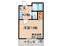 メゾンヒラキ 1Kの間取図画像