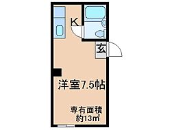 京阪本線 中書島駅 徒歩3分の賃貸マンション 1階ワンルームの間取り