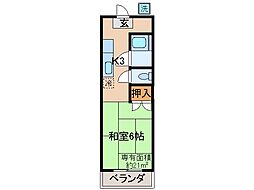 京都地下鉄東西線 東野駅 徒歩6分の賃貸アパート 1階1Kの間取り