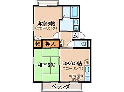 京都地下鉄東西線 御陵駅 徒歩15分の賃貸アパート 2階2DKの間取り