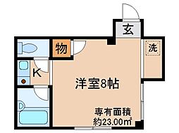 京阪本線 墨染駅 徒歩3分の賃貸マンション 2階1Kの間取り