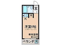 JR奈良線 黄檗駅 徒歩5分の賃貸アパート 2階1Kの間取り