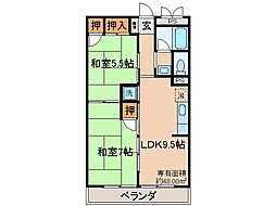 京阪宇治線 黄檗駅 徒歩6分の賃貸アパート 2階2LDKの間取り