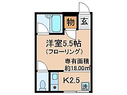 京阪宇治線 観月橋駅 徒歩7分の賃貸マンション 2階1Kの間取り