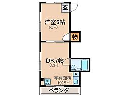 京都地下鉄東西線 石田駅 徒歩9分の賃貸マンション 4階1DKの間取り
