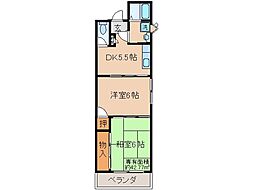 京阪本線 墨染駅 徒歩8分の賃貸マンション 1階2DKの間取り