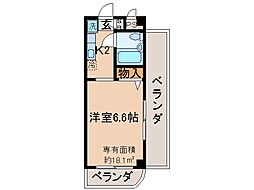 京阪京津線 四宮駅 徒歩15分の賃貸マンション 4階1Kの間取り
