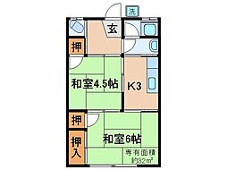 京阪宇治線 三室戸駅 徒歩2分の賃貸アパート 2階2Kの間取り