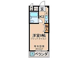プレステージ御陵 1Kの間取図画像