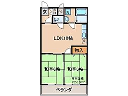 近鉄京都線 小倉駅 徒歩1分の賃貸マンション 5階2LDKの間取り