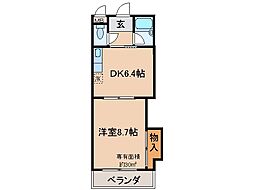 京阪宇治線 観月橋駅 徒歩11分の賃貸マンション 2階1DKの間取り
