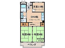 近鉄京都線 伊勢田駅 徒歩10分の賃貸マンション 3階3DKの間取り