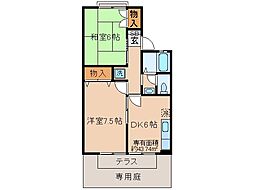 京阪本線 淀駅 徒歩13分の賃貸アパート 1階2DKの間取り