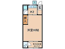 京阪宇治線 三室戸駅 徒歩3分の賃貸アパート 2階1Kの間取り