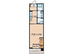 京阪京津線 追分駅 徒歩6分の賃貸マンション 5階1Kの間取り