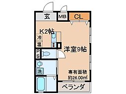 京都地下鉄東西線 東野駅 徒歩12分の賃貸マンション 1階1Kの間取り