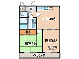 京阪本線 中書島駅 バス10分 府道横大路下車 徒歩3分の賃貸マンション 5階2LDKの間取り
