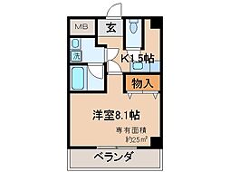JR東海道・山陽本線 山科駅 徒歩6分の賃貸マンション 4階1Kの間取り