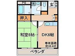 JR奈良線 宇治駅 徒歩4分の賃貸マンション 2階1DKの間取り