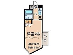 京阪京津線 四宮駅 徒歩5分の賃貸マンション 3階1Kの間取り
