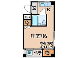 京阪本線 伏見桃山駅 徒歩7分の賃貸マンション 5階ワンルームの間取り