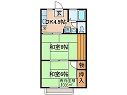 京阪本線 淀駅 徒歩8分の賃貸アパート 2階2DKの間取り