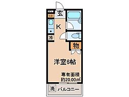 京都地下鉄東西線 御陵駅 徒歩4分の賃貸マンション 3階1Kの間取り