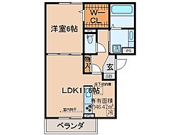 京都地下鉄東西線 醍醐駅 徒歩11分の賃貸アパート 1階1LDKの間取り