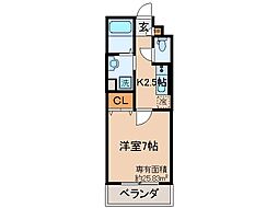 京都地下鉄東西線 小野駅 徒歩13分の賃貸マンション 1階1Kの間取り
