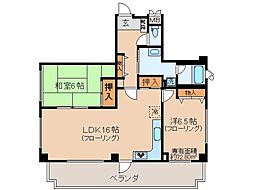 近鉄京都線 大久保駅 徒歩8分の賃貸マンション 4階2LDKの間取り
