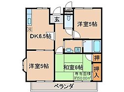 セントラルウエスト 3DKの間取図画像