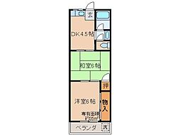 レジデンス菱屋 2DKの間取図画像