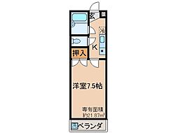 京都地下鉄東西線 椥辻駅 徒歩10分の賃貸マンション 1階1Kの間取り
