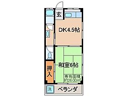 京都地下鉄東西線 六地蔵駅 徒歩10分の賃貸マンション 3階1DKの間取り