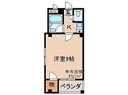 ヴェルメゾン山階 1Kの間取図画像